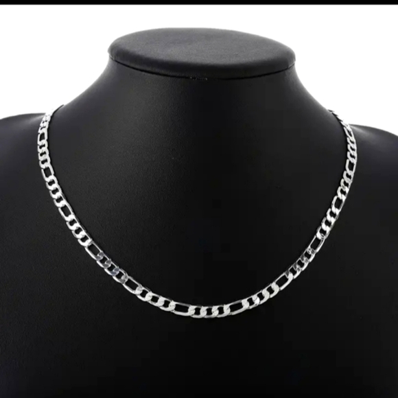20" 925 Stamped SS Italian Figaro Link Chain Necklace - Picture 1 of 2